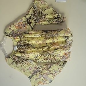Flora Butterfly Bella France Print Blouse Size S